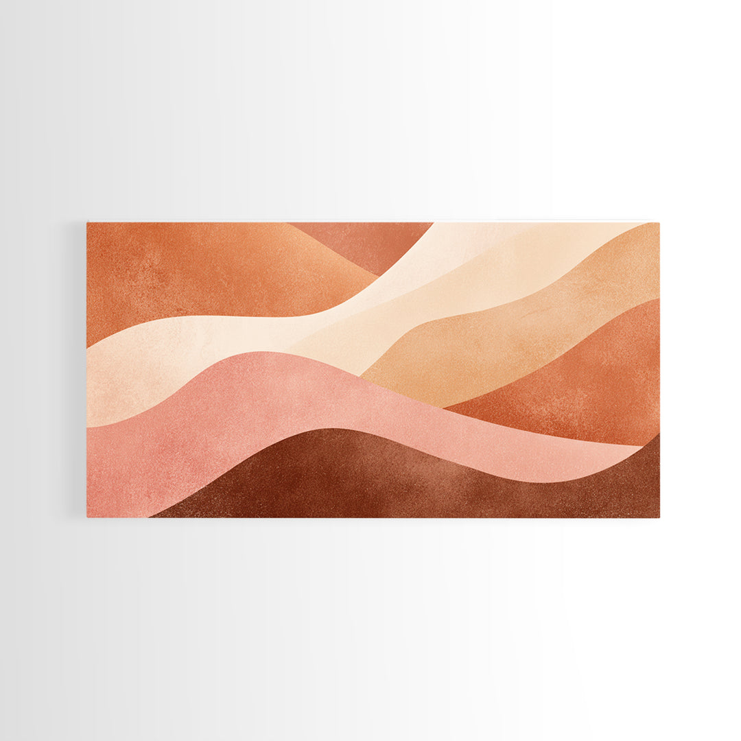 Terracotta Cream Wavy Abstract Canvas Print, Earth Tone Wall Art, Modern Boho Decor, Large Horizontal Living Room Art Print