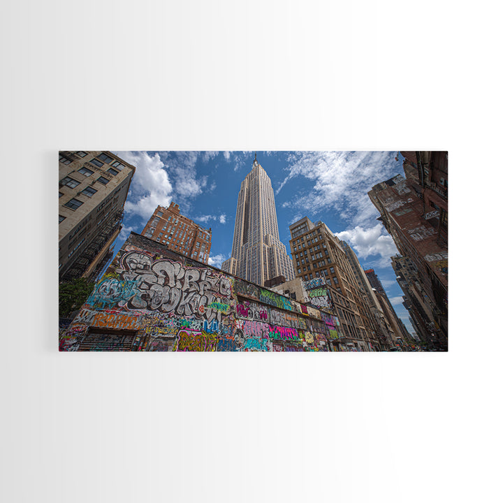 New York Graffiti Alley And Chrysler Building Wall Art, Urban Cityscape Print, NYC Travel Poster, Modern Office Decor For Loft