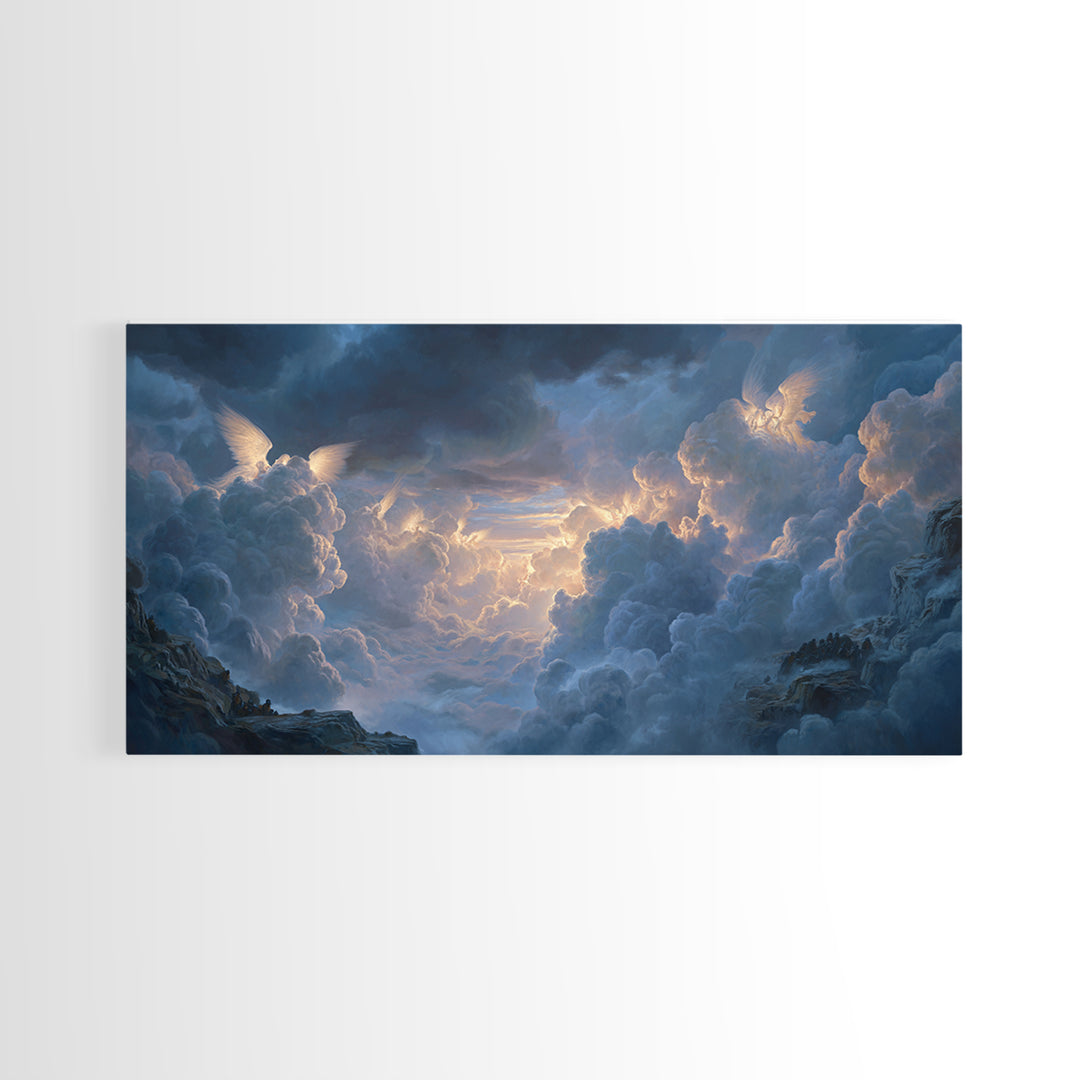 Angelic Cloudscape Heaven Light Wall Art, Celestial Fantasy Landscape, Serene Sky Canvas, Spiritual Home Decor Gift For Her