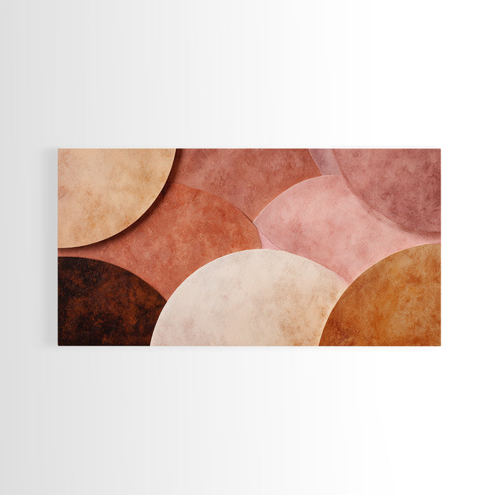 Textured Terracotta Circle Abstract Canvas Print, Earth Tone Wall Art, Modern Organic Decor, Large Neutral Wall Art For Living Room