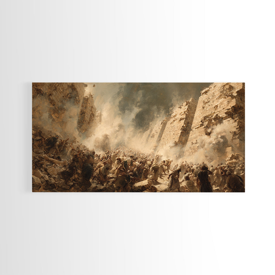 Ancient Siege Battle In Dust Wall Art, Historical War Canvas Print, Dramatic Figurative Art, Dark Academia Home Decor Gift