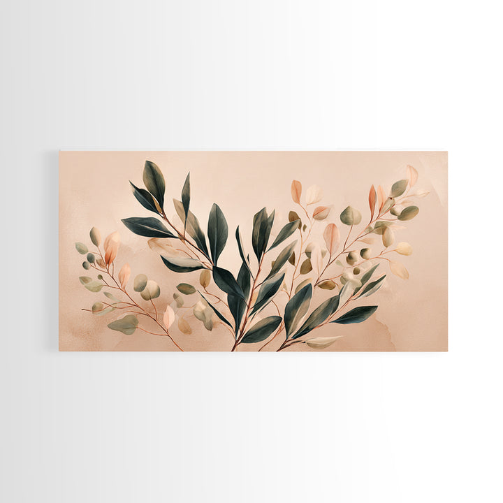Blush Olive Branch Botanical Wall Art, Sage Green Leaves, Neutral Boho Home Decor, Living Room Wall Art, Housewarming Gift