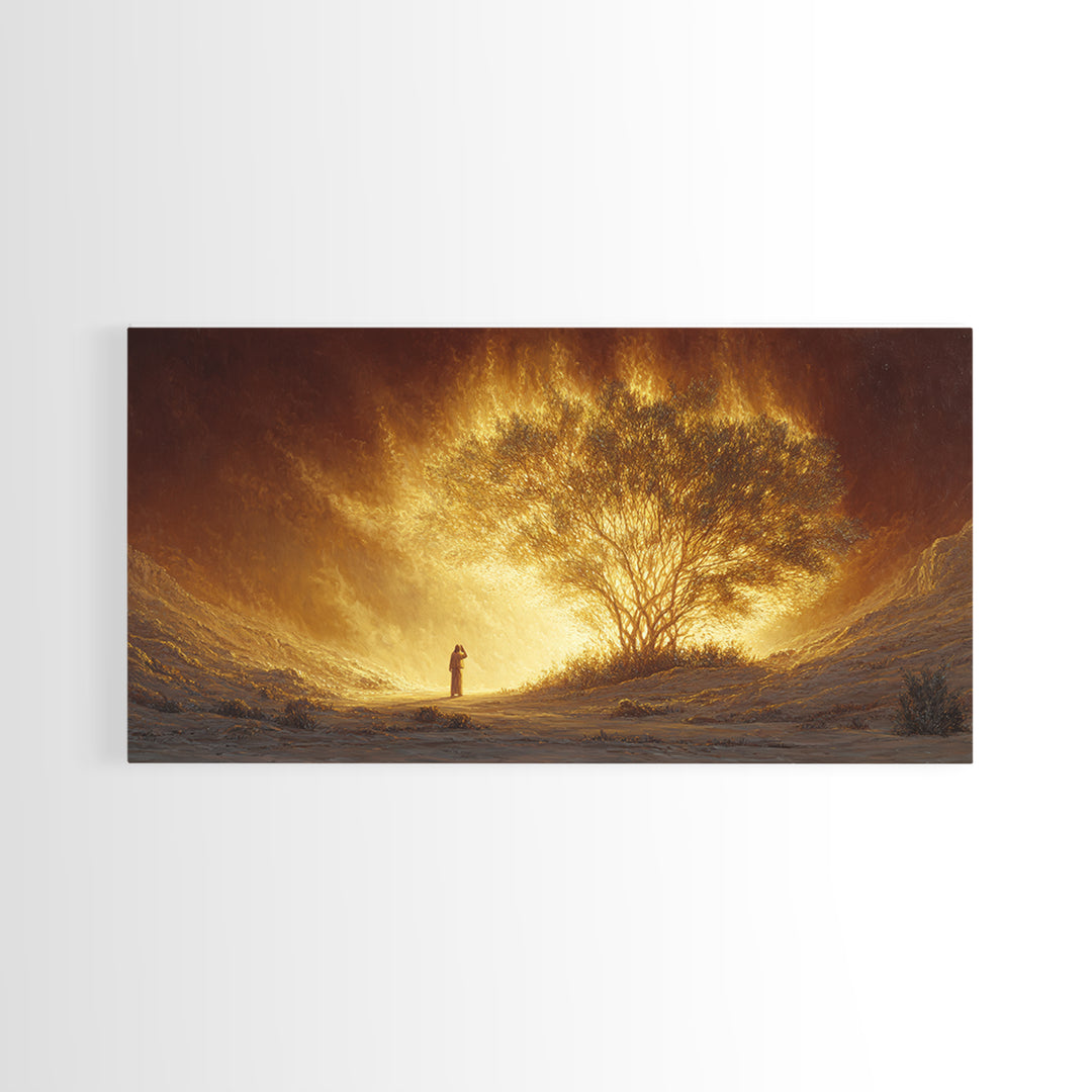 Glowing Golden Tree At Sunrise Canvas Print, Spiritual Landscape Wall Art, Warm Earth Tone Decor, Inspirational Gift For Home