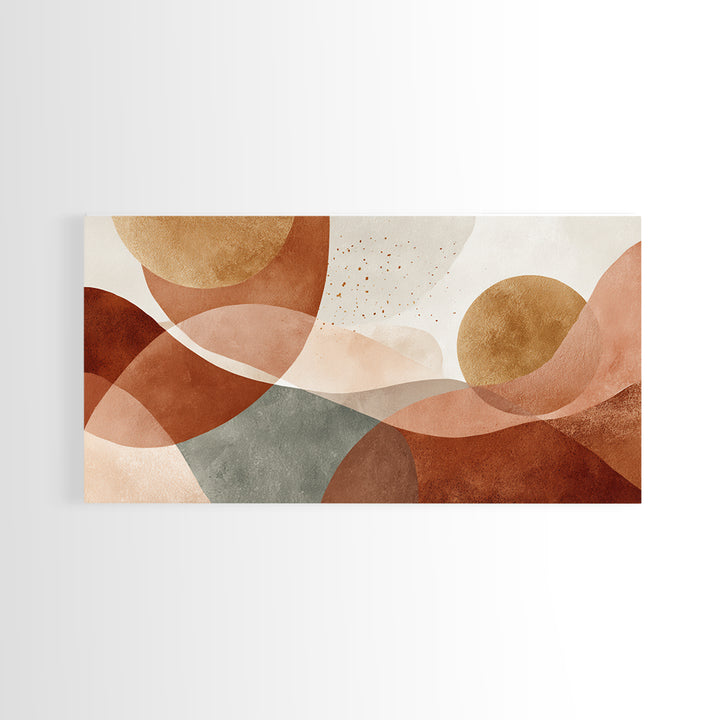 Earth Tone Geometric Abstract Wall Art, Terracotta Circles, Modern Canvas Print, Neutral Living Room Decor, Gallery Wall Art