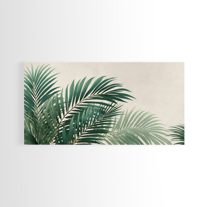 Tropical Palm Leaves Wall Art, Botanical Canvas Print, Green Coastal Decor, Neutral Living Room Wall Decor, Beach House Gift