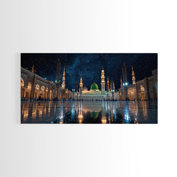 Starry Medina Mosque Courtyard Wall Art, Islamic Home Decor, Arabic Architecture Print, Quran Wall Decor, Spiritual Gift