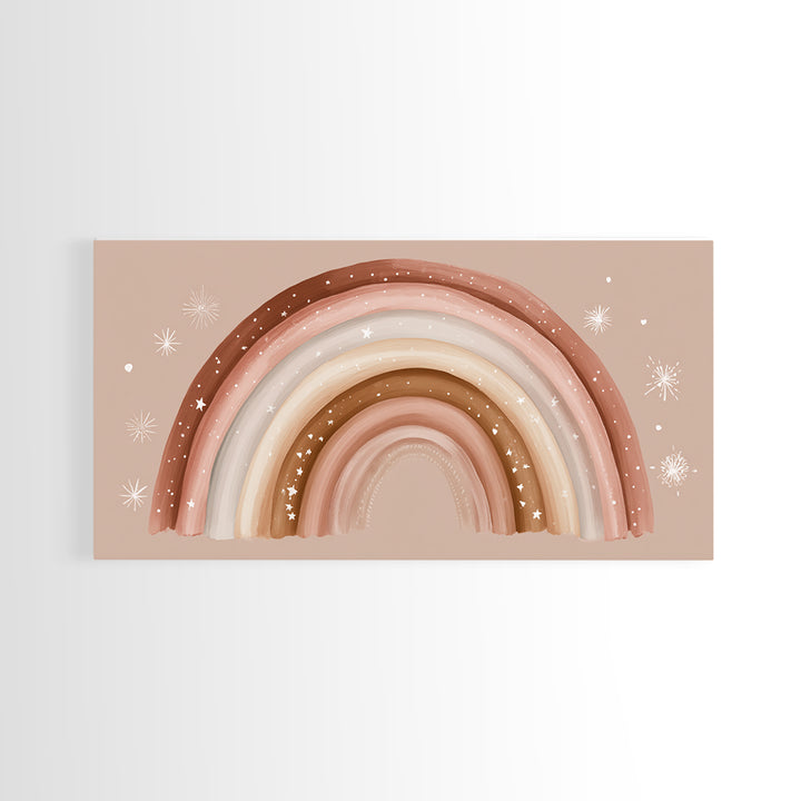 Boho Rainbow Nursery Wall Art, Earth Tone Canvas Print, Neutral Kids Room Decor, Above Crib Decor, Baby Shower Girl Gift
