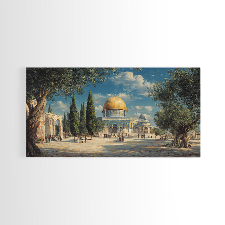 Jerusalem Dome Of The Rock Wall Art, Islamic Architecture Canvas Print, Olive Tree Travel Decor, Middle Eastern Art Print