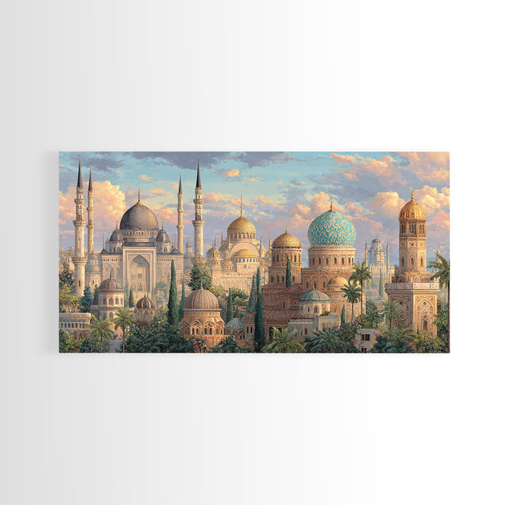 Ornate Mosque Domes And Minarets Canvas Print, Islamic Wall Art, Arabic Architecture, Ramadan Decor, Housewarming Gift, Eid Gift