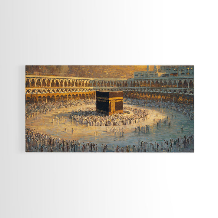 Kaaba Mecca Pilgrimage Wall Art, Islamic Framed Canvas Print, Muslim Home Decor, Ramadan Eid Gift, Prayer Room Art, Islamic Wall Decor