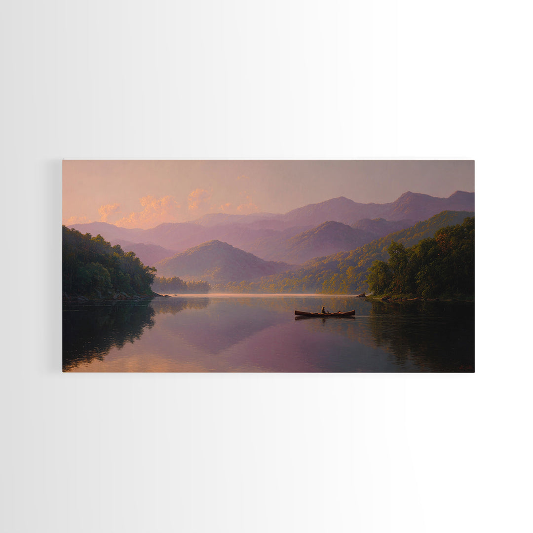 Smoky Mountain Lake At Sunset Canvas Print, Serene Landscape Wall Art, Cabin Decor, Rustic Home Decor, Housewarming Gift