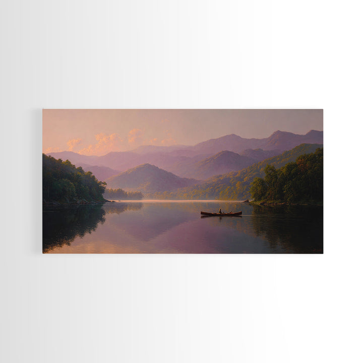 Smoky Mountain Lake At Sunset Canvas Print, Serene Landscape Wall Art, Cabin Decor, Rustic Home Decor, Housewarming Gift
