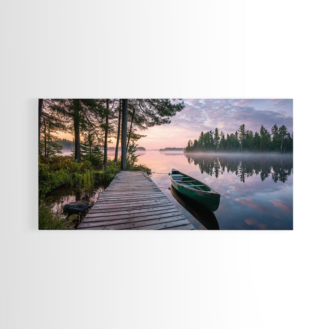 Tranquil Sunset Dock View With Lantern Framed Canvas Print Wall Art Coastal Home Decor Bedroom Wall Art