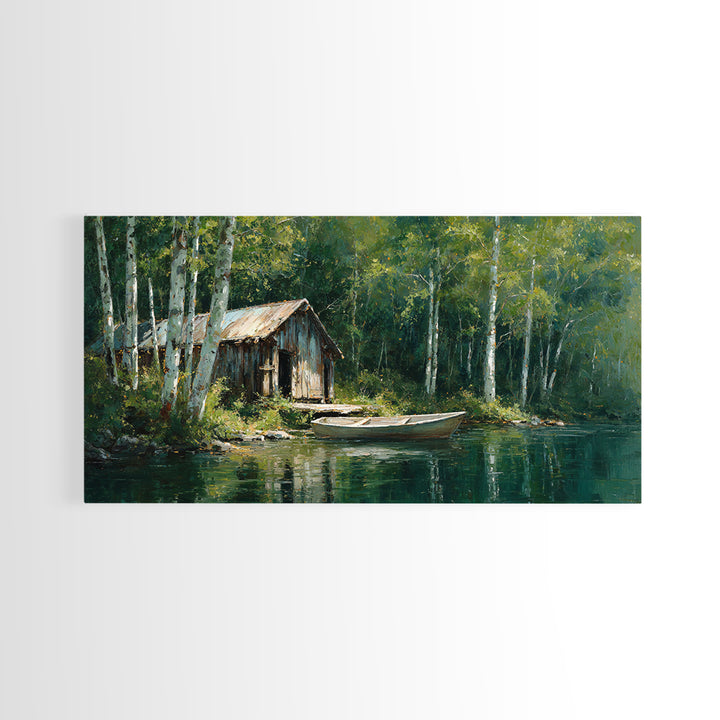 Scenic Tranquil Lake With Lily Pads And Bergen Mountains Landscape Painting Wall Art Canvas Print For Home Decor