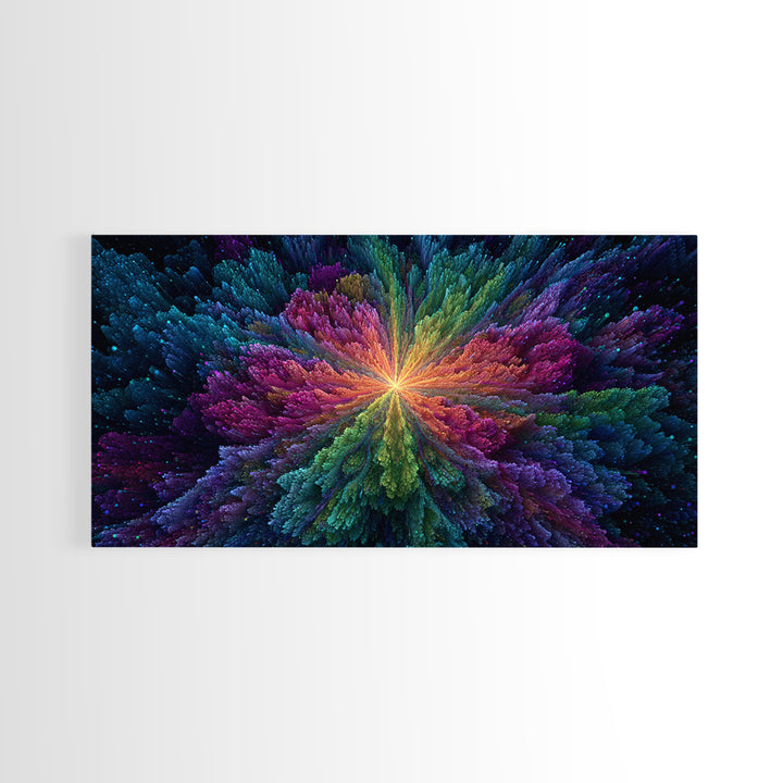 Vibrant Abstract Cosmic Night Sky With Stars And A Central Black Hole Explosion Colorful Wall Art Canvas Print For Home Office Or Living Room
