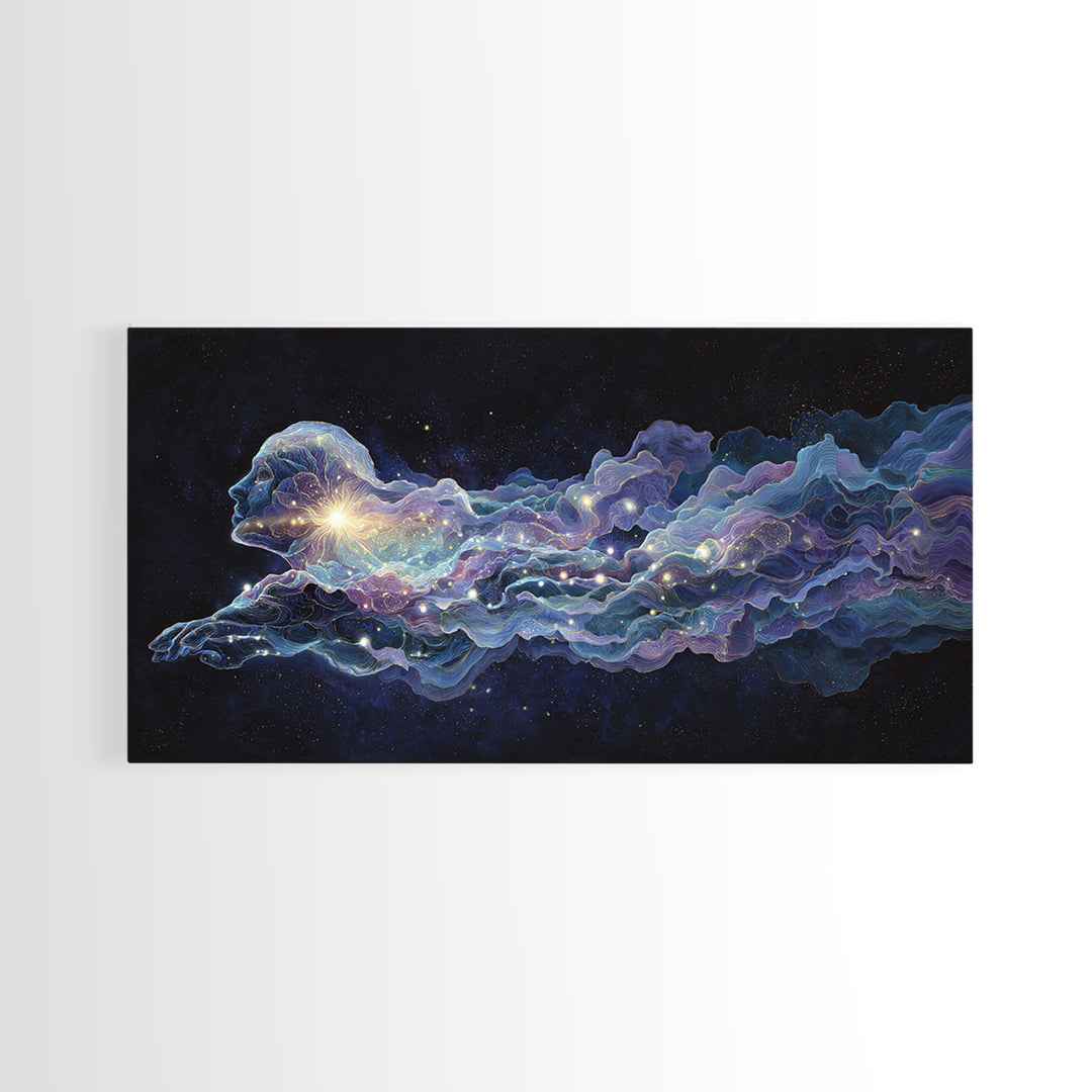 Abstract Celestial Cosmic Art Painting Wall Art Canvas Print Colorful Starry Night Decor Mystical Wall Art