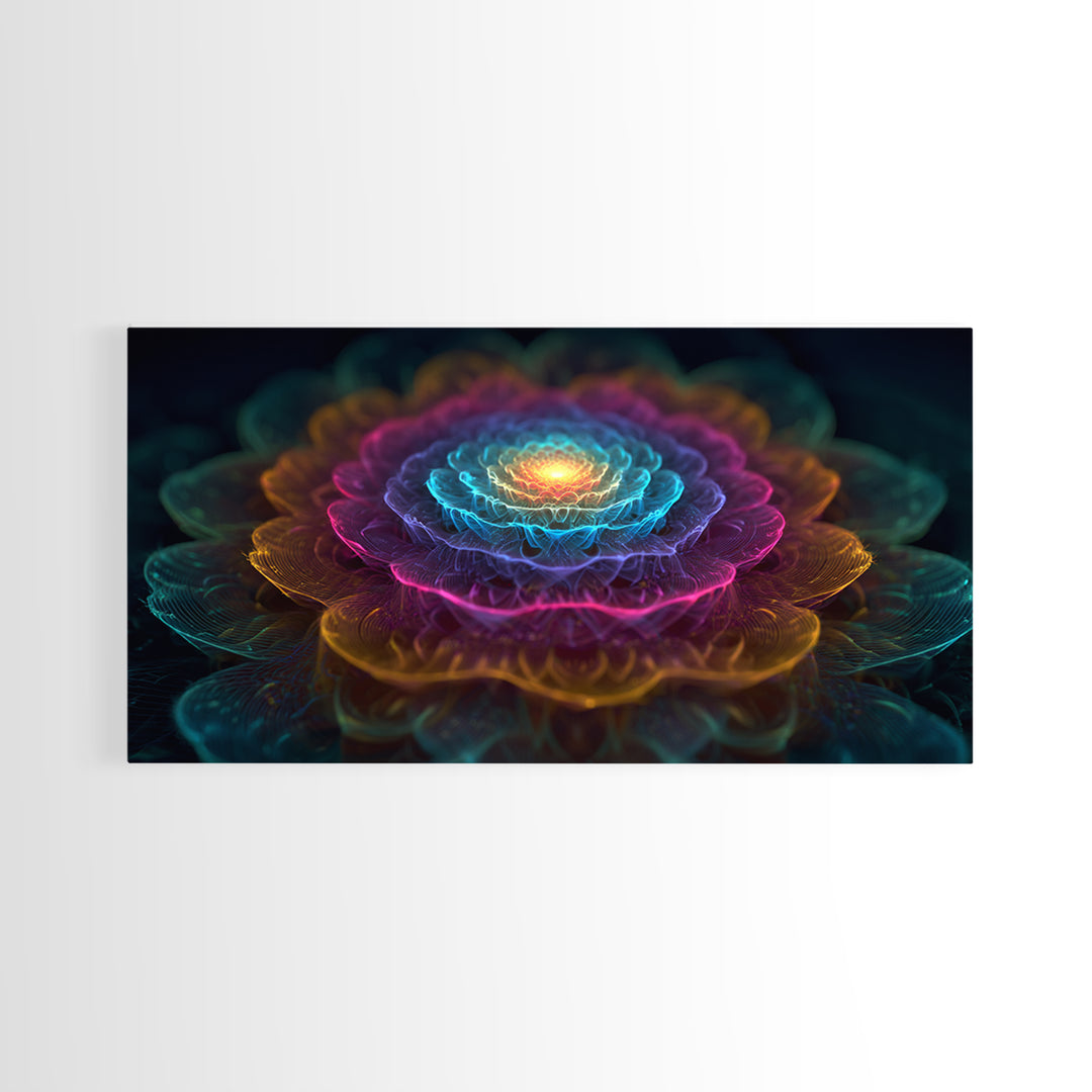 Colorful Fractal Flower Digital Art Canvas Print Vibrant Modern Wall Art For Living Room