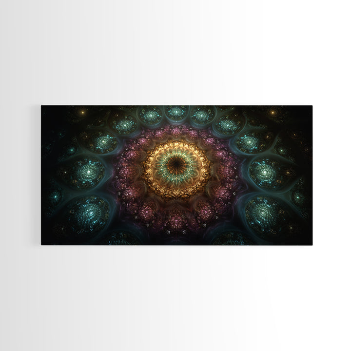 Magical Kaleidoscope Mandala Inspired Abstract Fractal Design Wall Art Modern Wall Decor Canvas Print Gift
