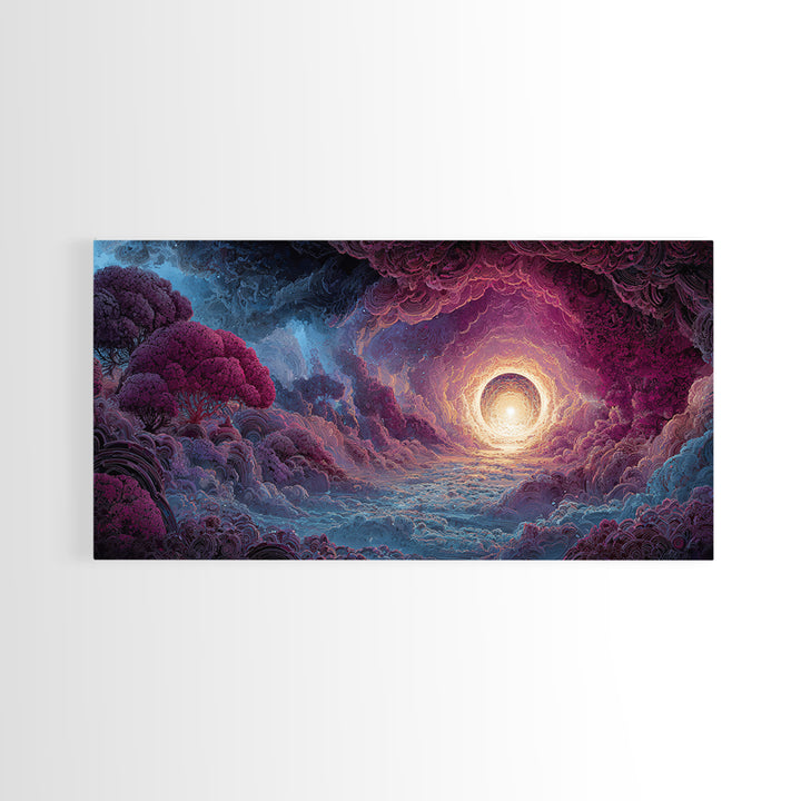 Fantasy Forest Landscape Painting Canvas Print Enchanting Magical Trees Wall Art Modern Home Decor