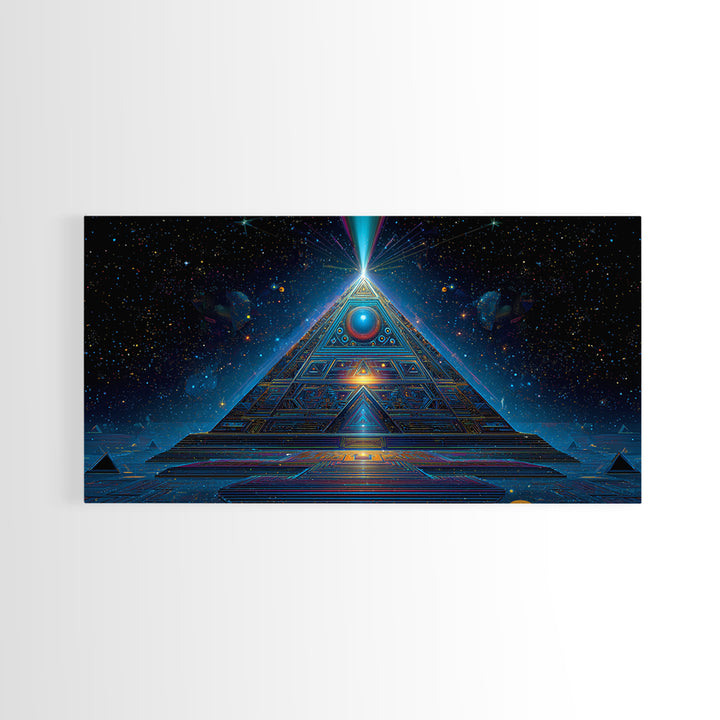 Mystical Futuristic Pyramid Digital Art Print Canvas Print Wall Art Modern Sci Fi Decor Inspirational Artwork