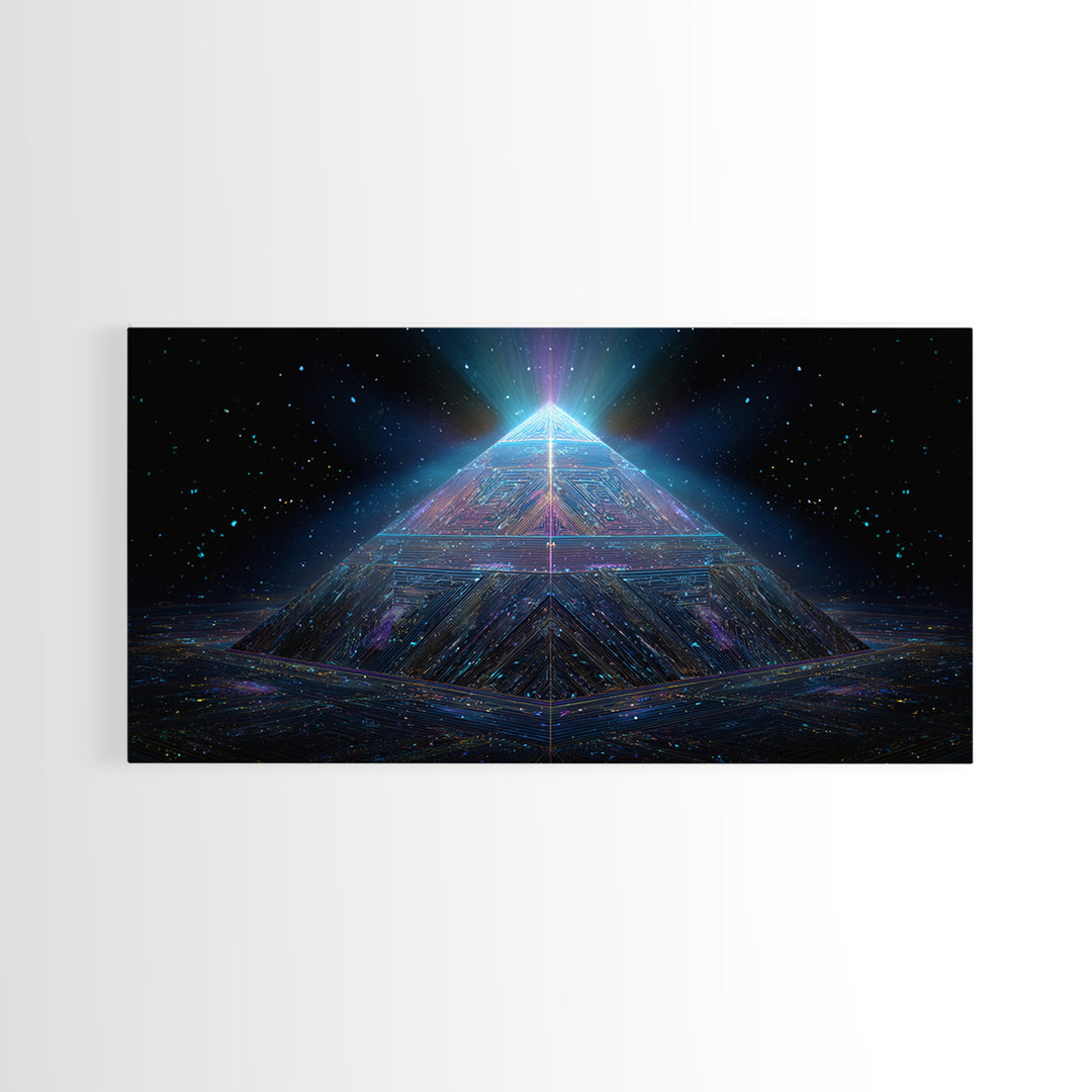 Cosmic Meditation Silhouette With Radiant Colorful Energy Aura Framed Canvas Print Spiritual Wall Art