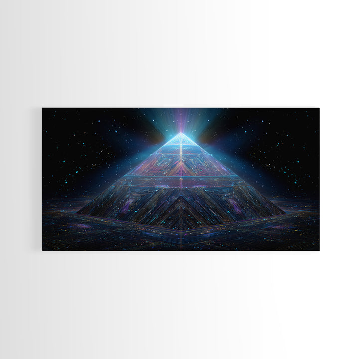 Cosmic Meditation Silhouette With Radiant Colorful Energy Aura Framed Canvas Print Spiritual Wall Art