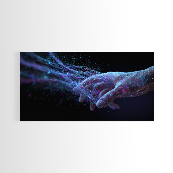 Digital Futuristic Hand Nebula Art Canvas Print Modern Abstract Wall Art For Home Office Decor Unique Cosmic Framed Canvas Print
