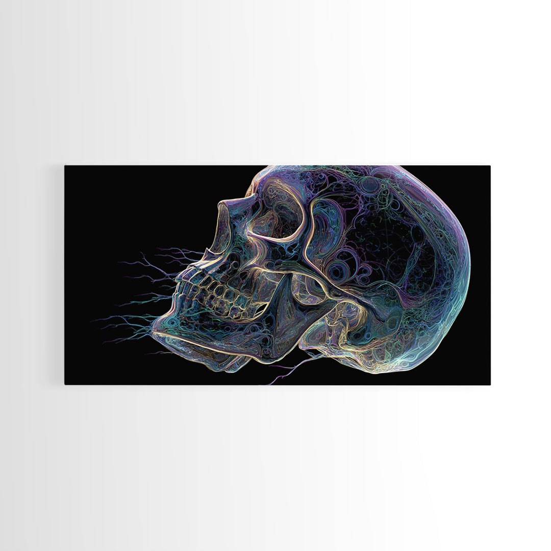 Digital Skull Art Multicolor Fantasy Illustration Canvas Print Modern Wall Art Halloween Decor Gift Idea
