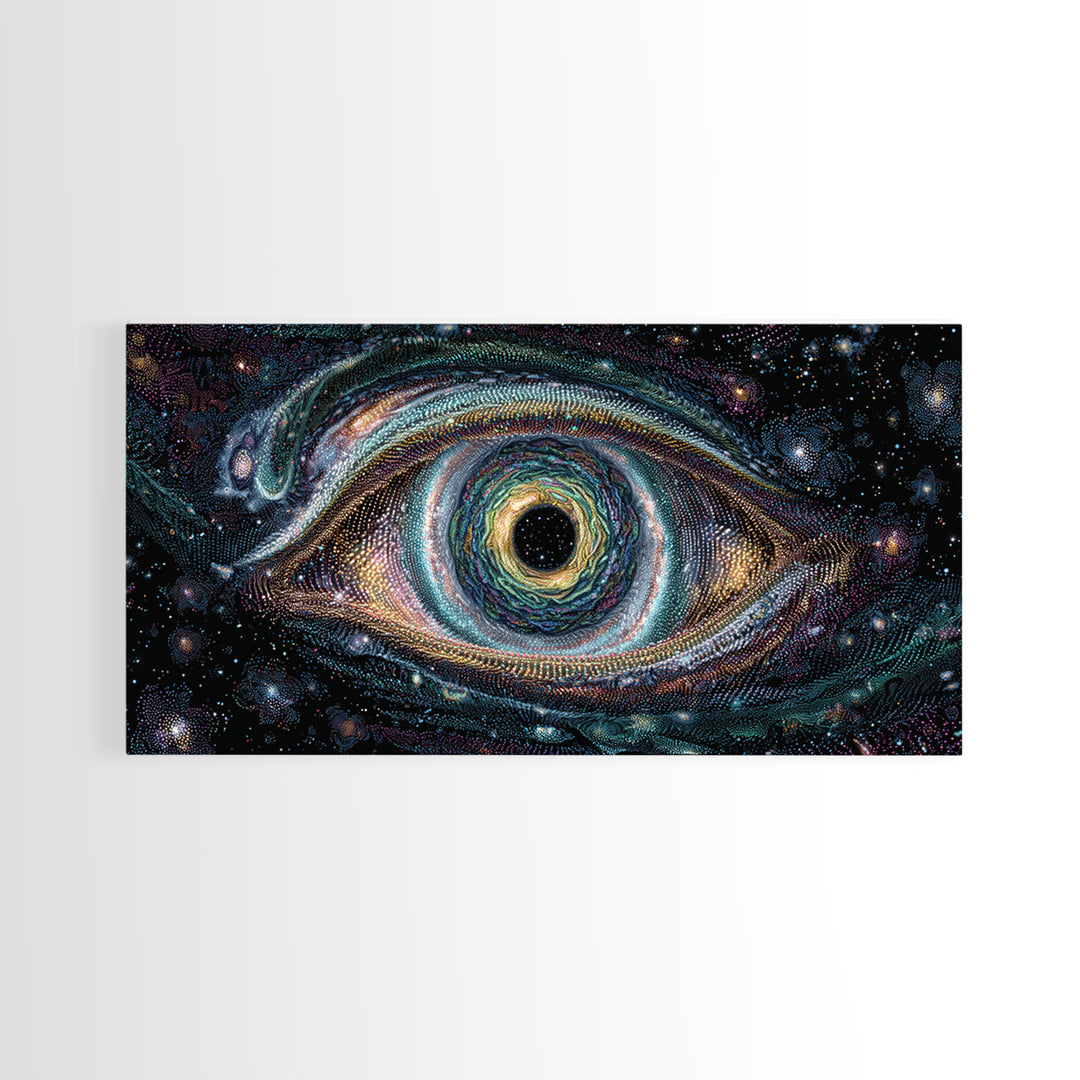 Cosmic Vortex Eye With Starry Galaxy Background Abstract Surreal Wall Art For Modern Home Decor And Spiritual Spaces Canvas Print With Stunning Detail