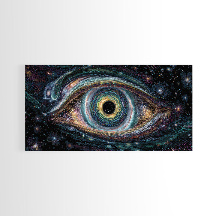 Cosmic Vortex Eye With Starry Galaxy Background Abstract Surreal Wall Art For Modern Home Decor And Spiritual Spaces Canvas Print With Stunning Detail