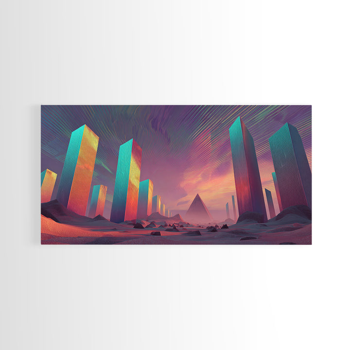 Colorful Psychedelic Meditation Artwork With Neon Lines Spiritual Wall Art Canvas Print