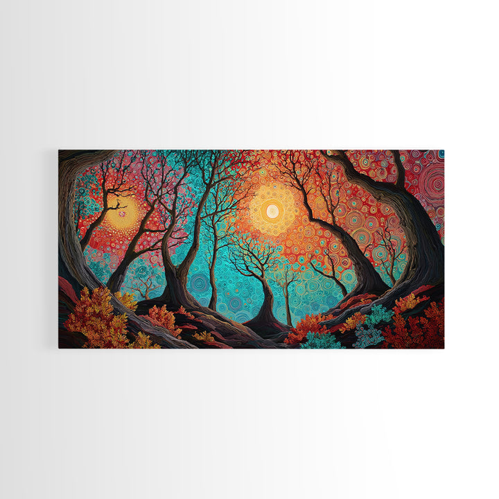 Bright Bold Sunset Over Ocean Waves Colorful Coastal Wall Art Modern Home Decor Vibrant Living Room Canvas Print