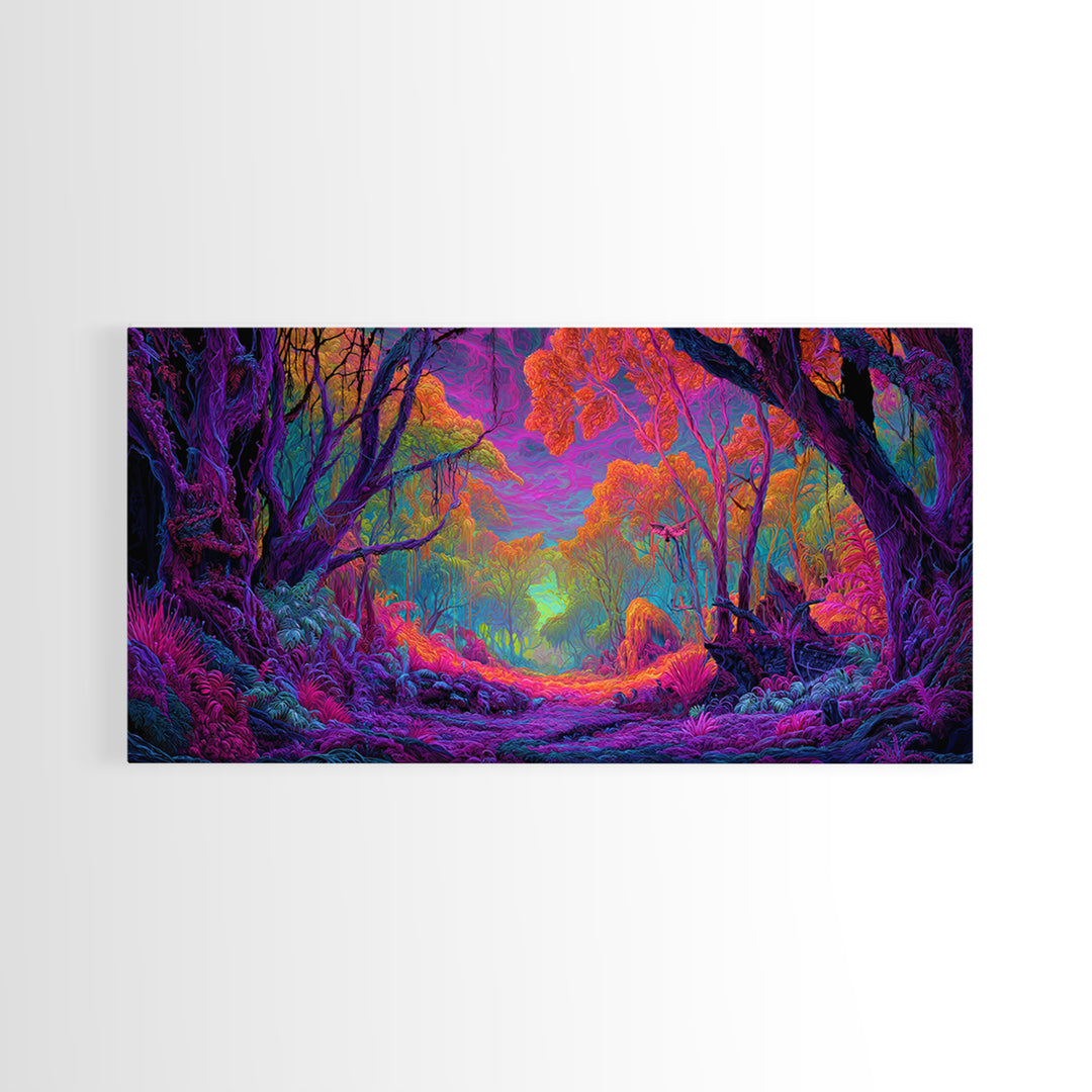 Vibrant Fantasy Forest Landscape Wall Art Colorful Nature Canvas Print For Living Room Modern Wall Art