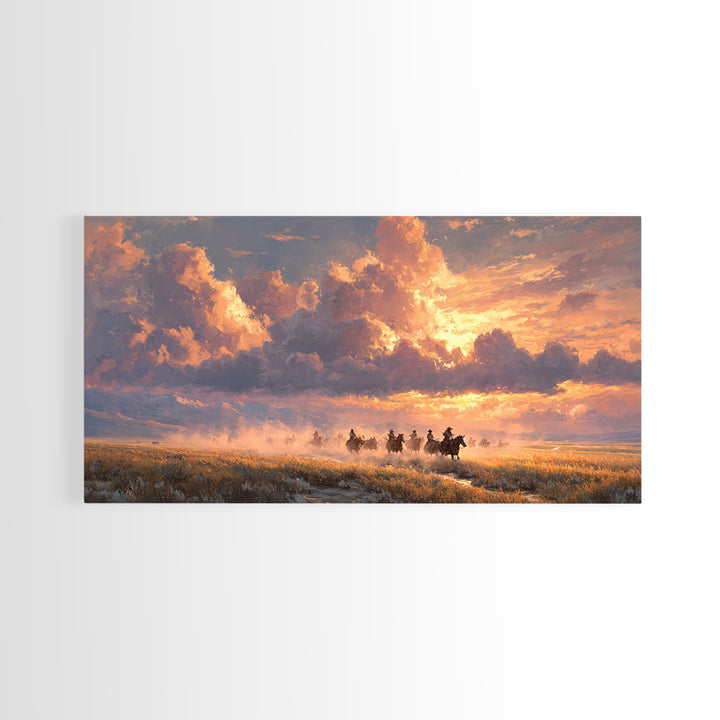 Serene Morning Lake Scene With Wooded Trees and Mist Rising Over Water Wall Art Framed Canvas Print for Cozy Home Decor