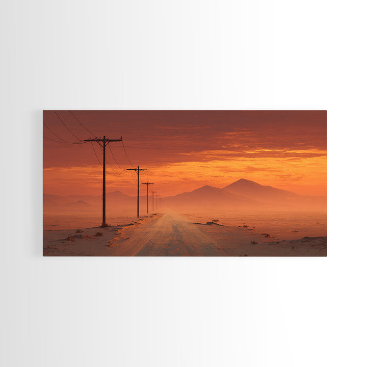 Rustic Desert Road Landscape Painting Wall Art Framed Canvas Print For Farmhouse Kitchen Living Room Decor