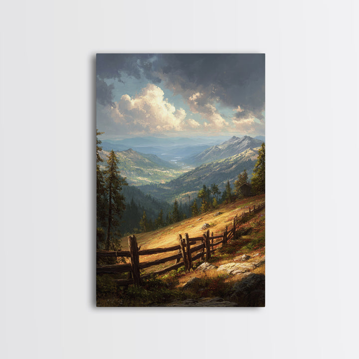 Tranquil Mountain Valley Scenic Landscape Oil Painting Print Wall Art For Living