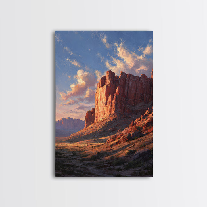 Sunset Over Rugged Canyon Mountain Landscape Contemporary Oil Painting Canvas Print For Modern Wall Art Nature Home Decor