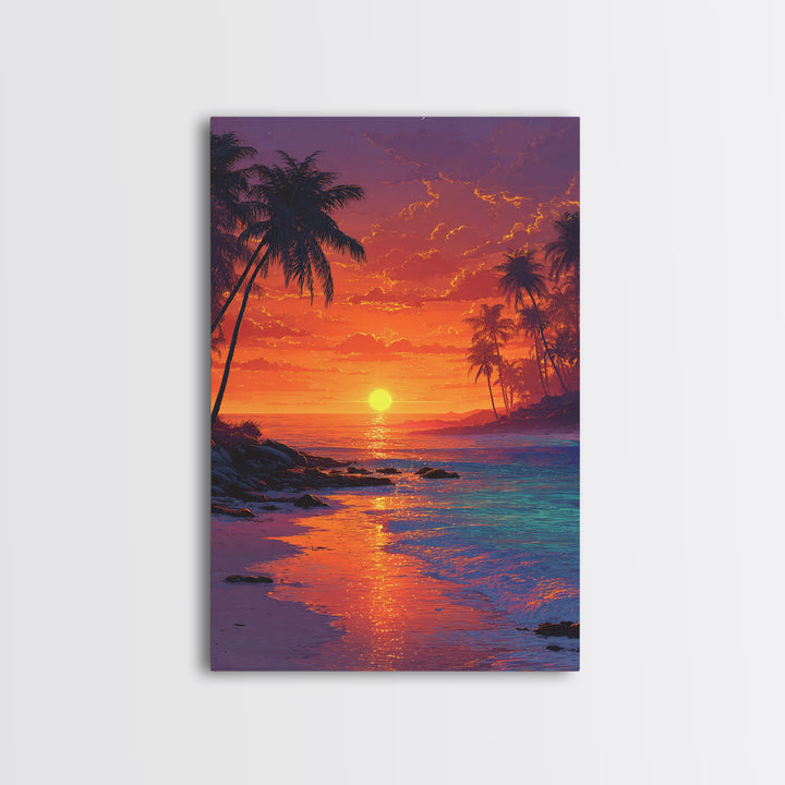 Colorful Mystic Ocean Wave With Buddha Silhouette Wall Art Canvas Print Vibrant Spiritual Home Decor