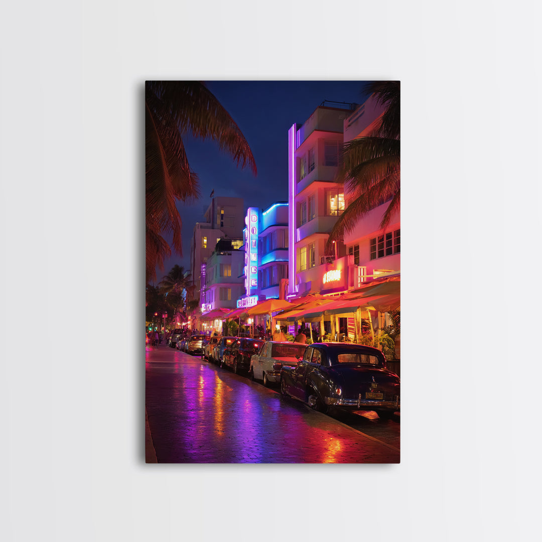 Digital Futuristic Waterfall With Vibrant Pink Light And Abstract Landscape Elements Modern Wall Art Print