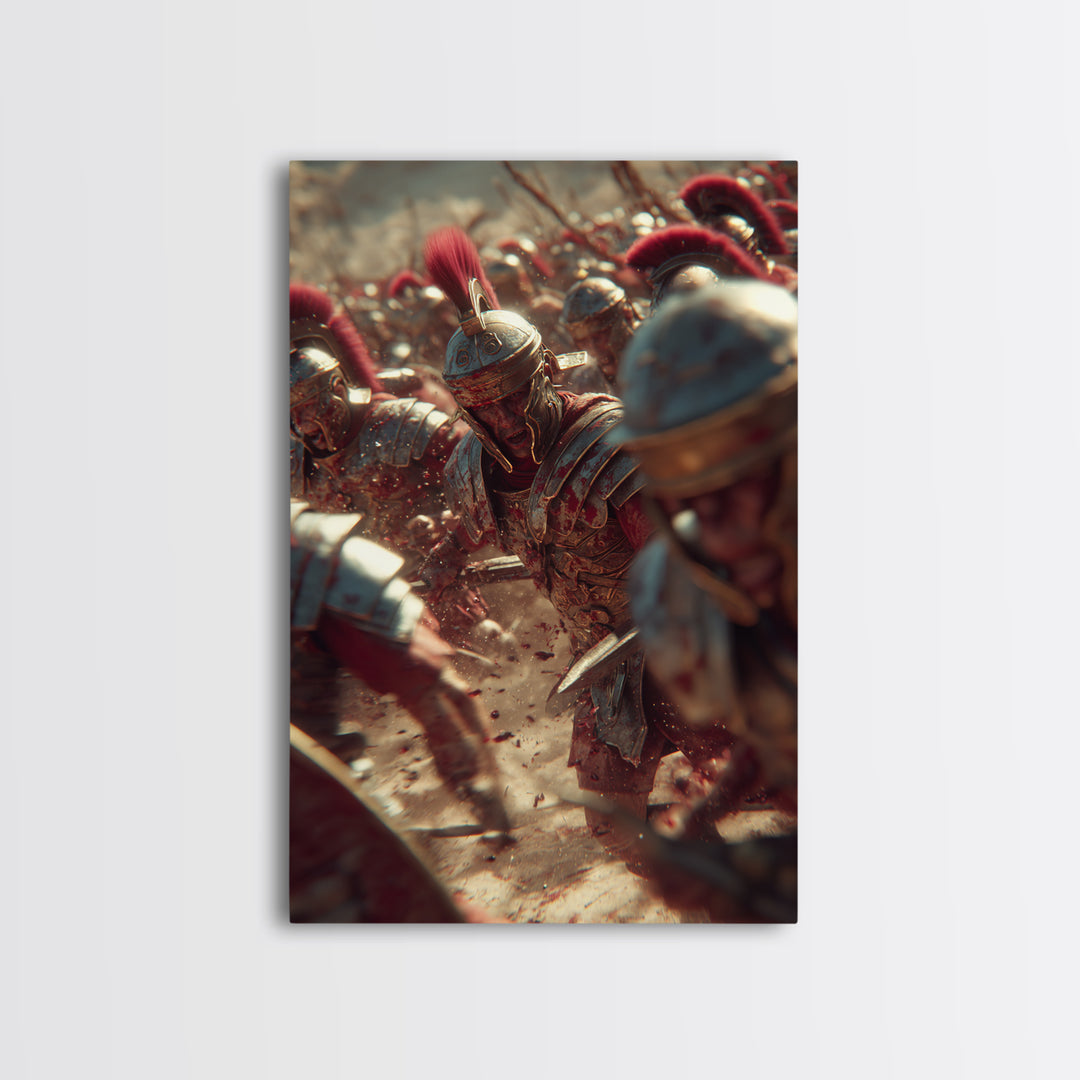 Roman Soldier In Battle Closeup Canvas Print, Ancient Legion Wall Art, Historical Warrior Art Decor, Masculine Gift For Him