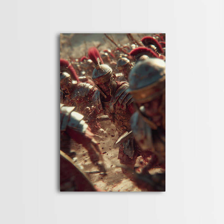 Roman Soldier In Battle Closeup Canvas Print, Ancient Legion Wall Art, Historical Warrior Art Decor, Masculine Gift For Him