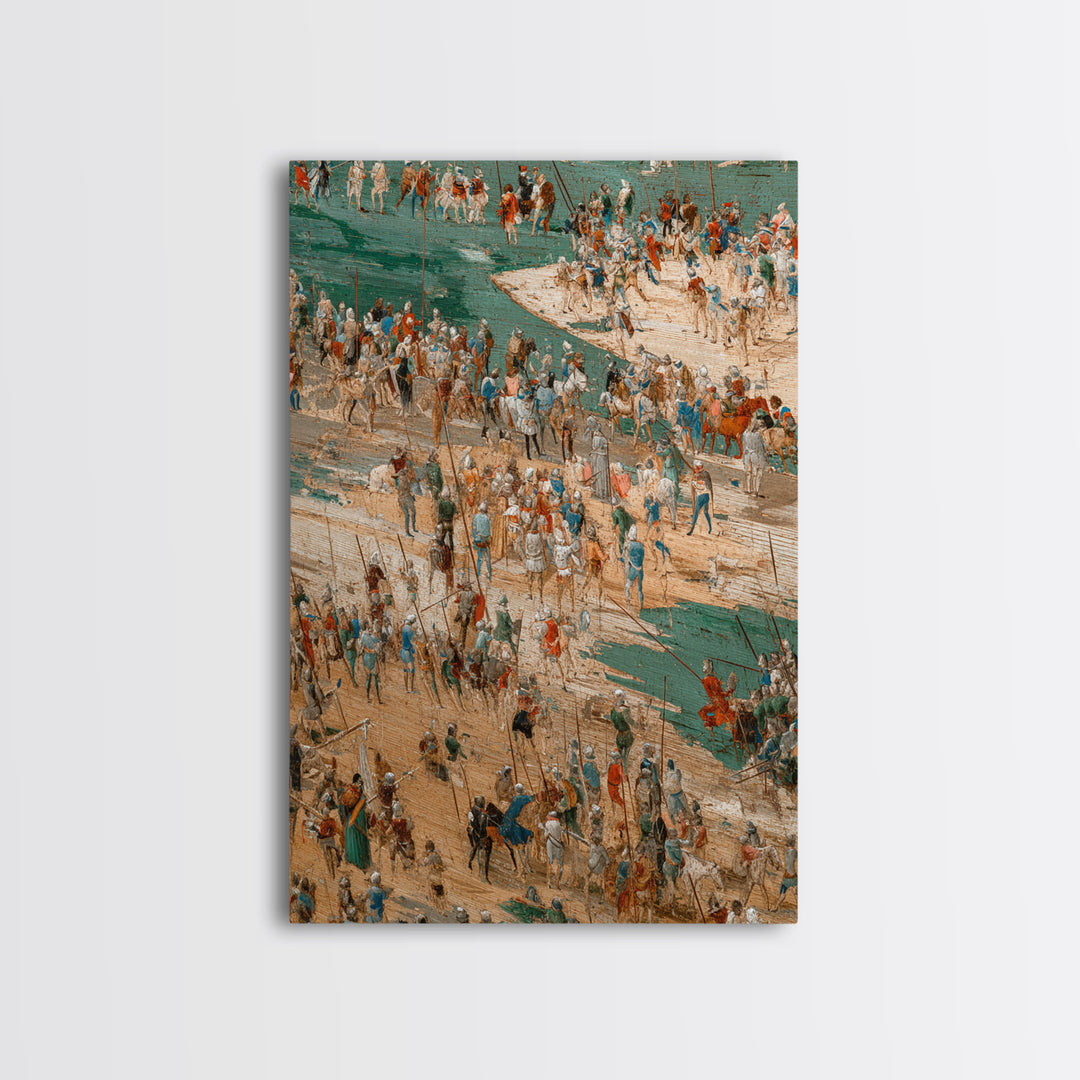 Medieval Battle Camp With Cavalry And Crowds Canvas Print, Historical Wall Decor, Fantasy Art, Large Gallery Wall Art, Home Decor