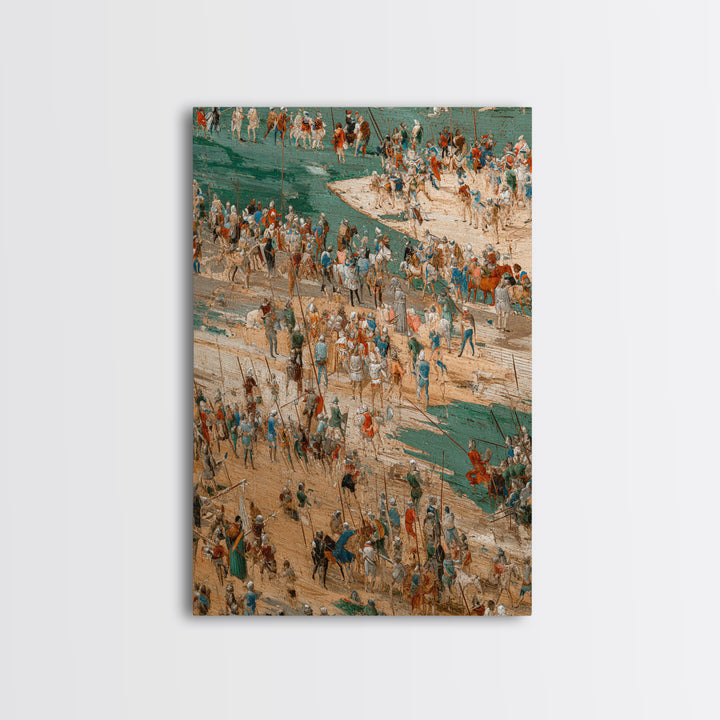 Medieval Battle Camp With Cavalry And Crowds Canvas Print, Historical Wall Decor, Fantasy Art, Large Gallery Wall Art, Home Decor