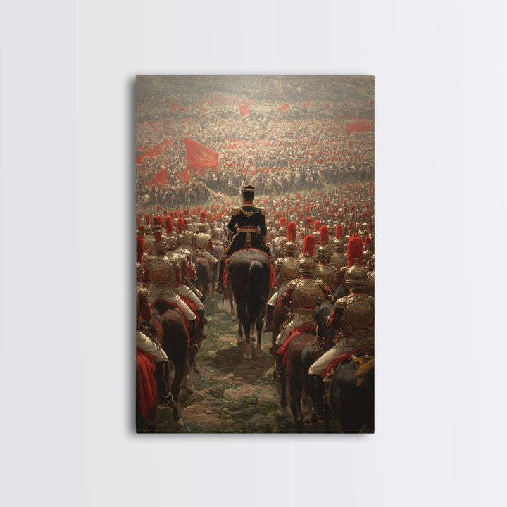 Imperial Commander Over Vast Cavalry Army, Framed Canvas Print, Historical Battle Art, Military Wall Decor, Gift For Him