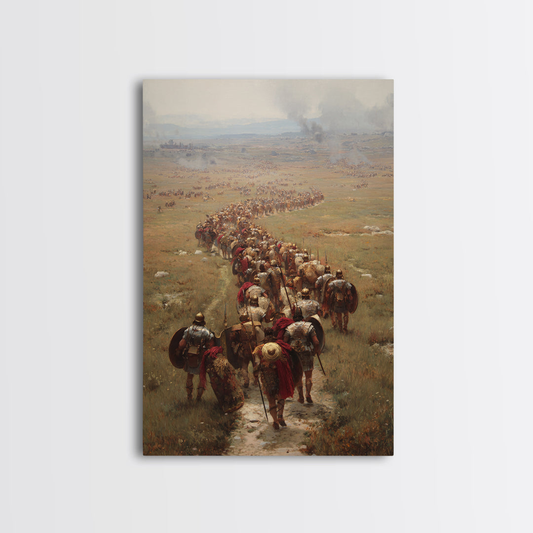 Roman Legion Marching Across Open Plains Canvas Print, Historical Battle Wall Art, Classical Office Decor For Him, Living Room Art