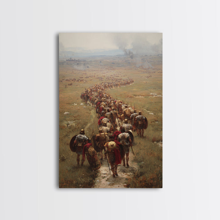 Roman Legion Marching Across Open Plains Canvas Print, Historical Battle Wall Art, Classical Office Decor For Him, Living Room Art
