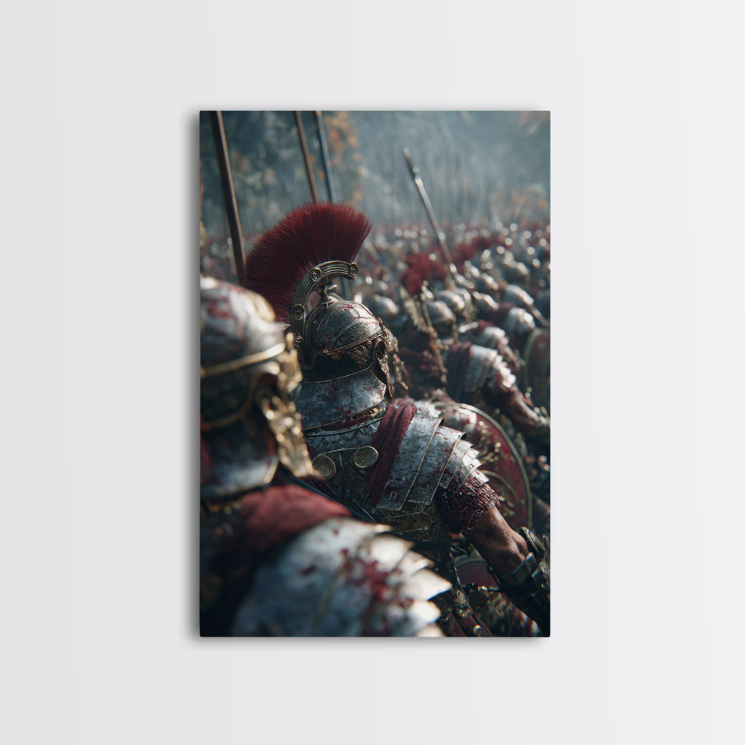 Roman Legion Battle Helmets, Ancient Warrior Wall Art, Historical Canvas Print, Masculine Office Decor, Gift For Him, Man Cave