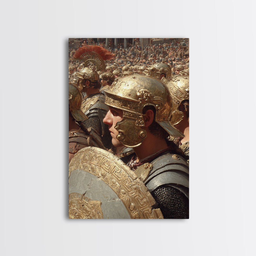 Roman Legion Soldier Framed Canvas Print, Ancient Warrior Wall Art, Historical Battle Decor, Gladiator Gift For Him, Office Decor