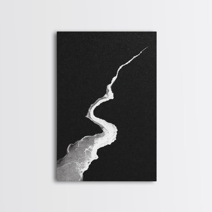 Abstract Black And White Textured Paint Stroke Minimalist Wall Art Canvas Print For Office Decor