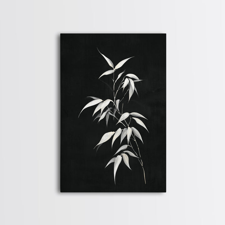 Elegant Minimalist Bamboo Plant Black And White Canvas Print, Zen Botanical Wall Art, Contemporary Home Decor